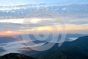 Morning mountain and mist Beautiful Landscape at Maehongson ,Thailand