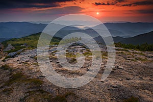 Morning mountain plateau landscape