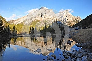 Morning mountains and pond