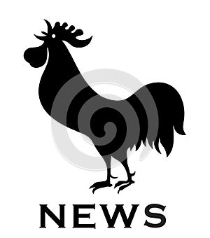 Morning news rooster silhouette