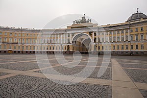 Morning at Palace square in St. Petersburg. Spring. Russia.