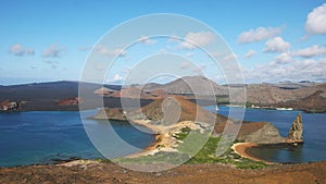 Morning pan of isla bartolome and pinnacle rock in the galapagos