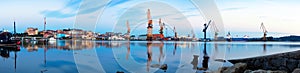 Morning panorama of Industrial seaport photo