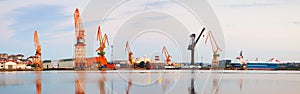 Morning panorama of Industrial seaport of Santander photo