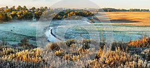 Morning. a picturesque autumn dawn. autumn river