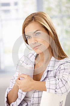 Morning portrait of attractive woman in pyjama