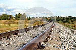 Morning railway landscape in autumn