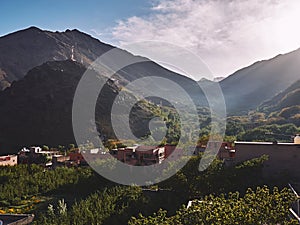 Morning rays of sun in Imlil valley