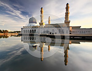 Morning reflection of Likas mosque