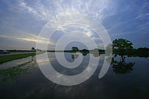 Morning reflections in lake