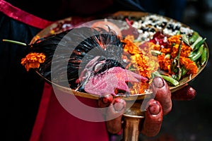 Morning rituals before Bisket Jatra festival in Bhaktapur, Nepal