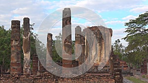 Morning on the ruins of an ancient Buddhist temple Wat Chetuphon. Sukhothai, Thailand