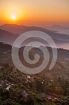 Morning at Sarangkot view point near Pokhara in Nepal