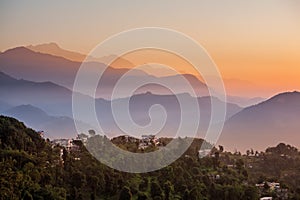 Morning at Sarangkot view point near Pokhara in Nepal