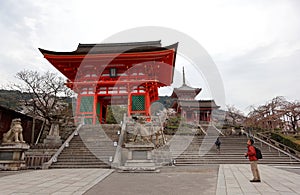 Morning scenery at the entrance to Kiyomizu Dera, a famous Buddhist Temple in Kyoto, Japan,
