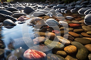 Morning Serenity: Crystal-Clear Stream Over Smooth Rocks