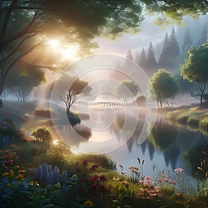 Morning Serenity by the Lakeside.