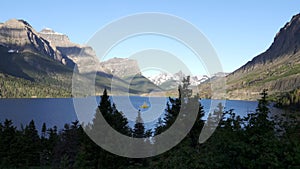 morning shot of wild goose island and lake st mary at glacier national park in montana