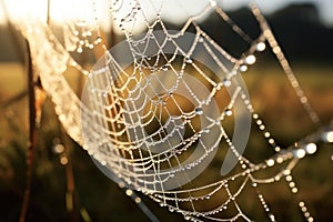 Morning spider spiderweb web drop nature water net closeup dew pattern wet macro