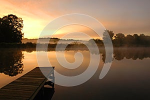 Morning stillness by a lake