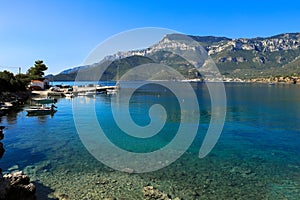 Morning summer seascape near greek village Kiparissi, Lakonia.