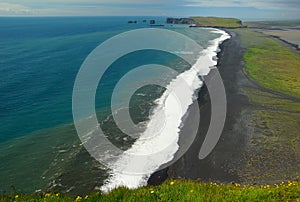 Morning summer walk from the town of Vic to the black Reinisfjara beach