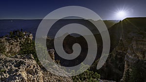 Morning sun burst at Mather view point,Grand Canyon,Arizona