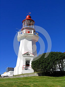 Pacific Rim National Park, Vancouver Island, Morning Sun on Historic Carmanah Lighthouse, British Columbia, Canada