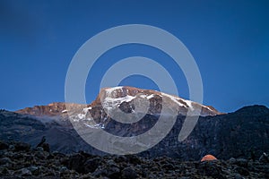 Morning sun illuminates Kibo, Mount Kilimanjaro, Tanzania