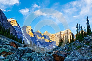 Morning Sun Lights up the Valley of Ten Peaks in Banff National Park