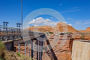 Morning sunny view of the Mike O\'Callaghan - Pat Tillman Memorial Bridge