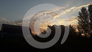 Morning sunrise at a dacha in the countryside