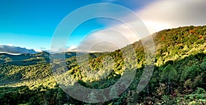 Morning sunrise ove blue ridge parkway mountains photo