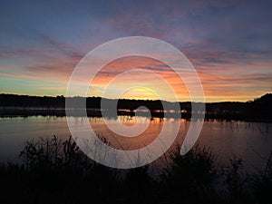 Morning sunrise over lake