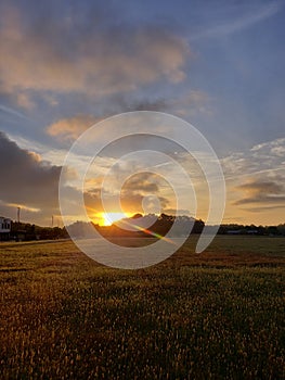 Morning sunrise over the land.