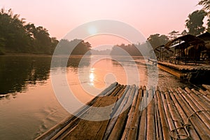 Morning sunrise at the rafting cottage terrace