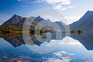 Morning symmetry on Lofoten island, Norway