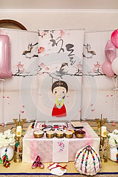 morning table for the first birthday of a Korean child