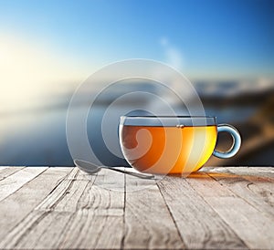 Morning Tea Time Cup Sky Background photo