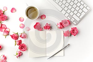 Morning tea and Notes. Time management,Creative background Top view. Flat lay.