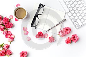 Morning tea and Notes. Time management,Creative background Top view. Flat lay.