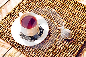 Morning tea on wooden table