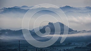 The morning time from a height with views of the sea of clouds. at  Temanggung, Central Java, Indonesia