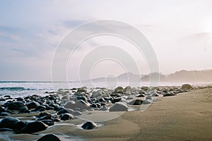 Morning tranquility captured in a serene coastal image,