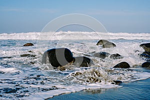 Morning tranquility captured in a serene coastal image,