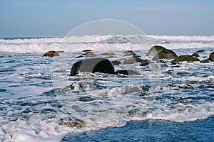 Morning tranquility captured in a serene coastal image,