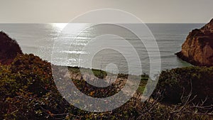 Morning view of the Atlantic Ocean from the coastal cliffs, Armacao de Pera, Portugal