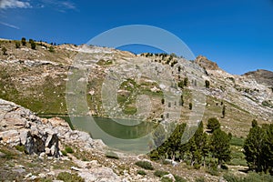 Morning view of the beautiful Lamoille Lake