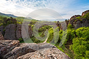 Morning view of the Belogradchik rocks in Bulgaria