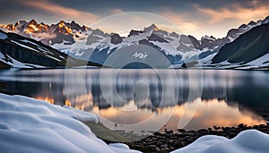 Morning view on Bernese range above Bachalpsee lake